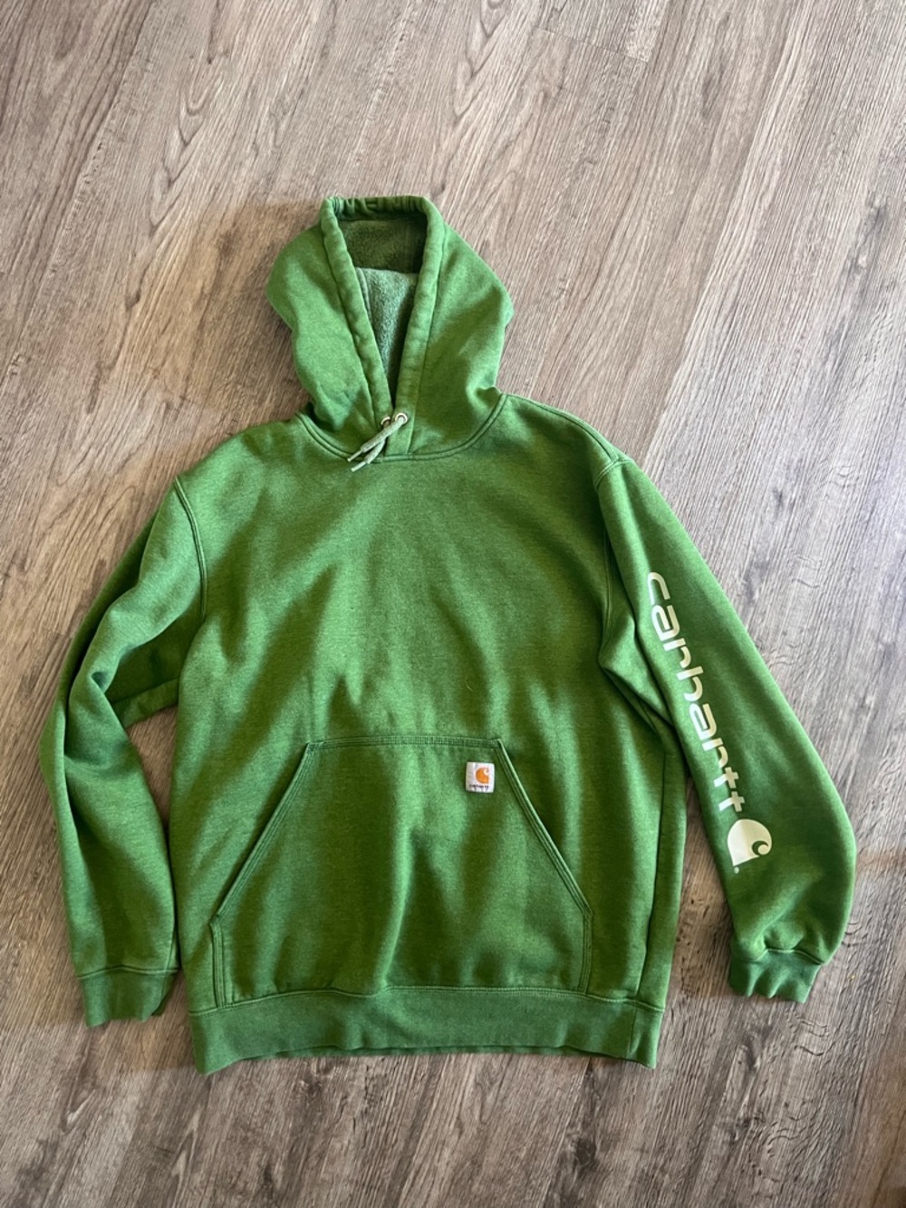 Carhartt Green Hooded Sweatshirt with Sleeve Logo